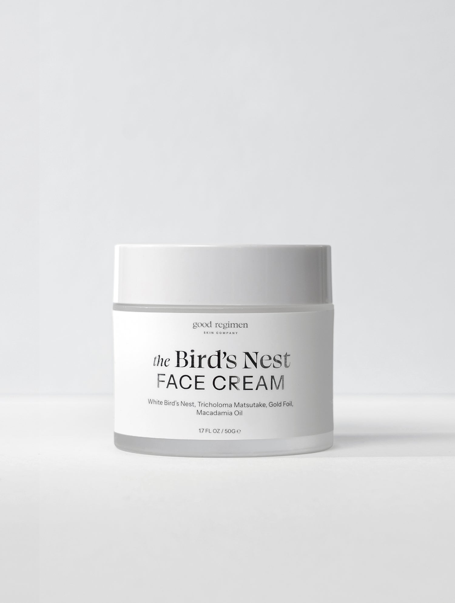 Good Regimen The Bird’s Nest Face Cream, a rich face cream formulated with white bird’s nest, tricholoma matsutake, gold foil, and macadamia oil.