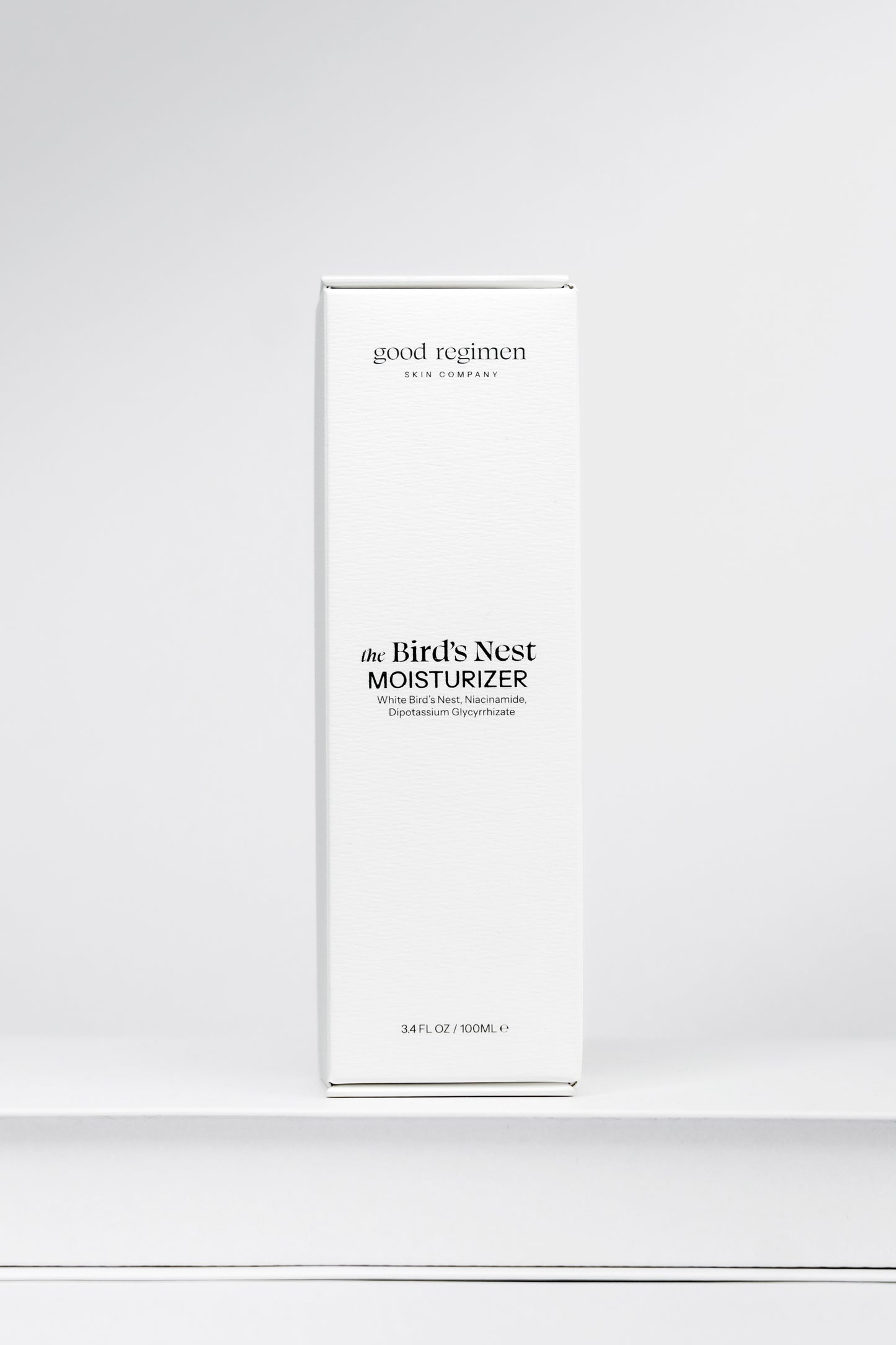 Good Regimen The Bird’s Nest Moisturizer front packaging with white bird’s nest, niacinamide, and dipotassium glycyrrhizate.