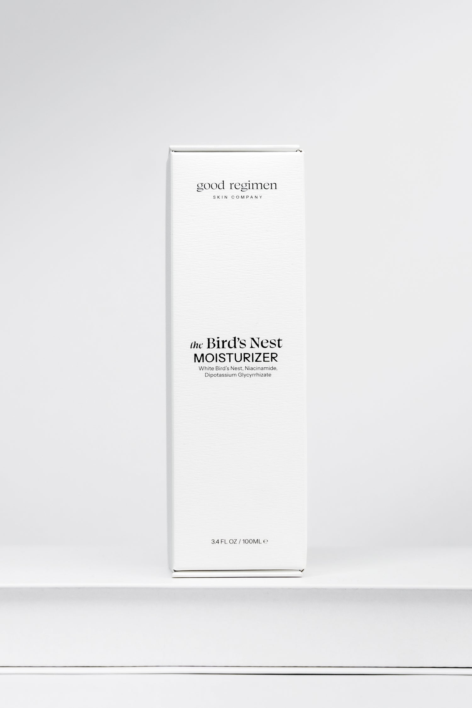Good Regimen The Bird’s Nest Moisturizer front packaging with white bird’s nest, niacinamide, and dipotassium glycyrrhizate.