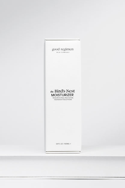 Good Regimen The Bird’s Nest Moisturizer front packaging with white bird’s nest, niacinamide, and dipotassium glycyrrhizate.