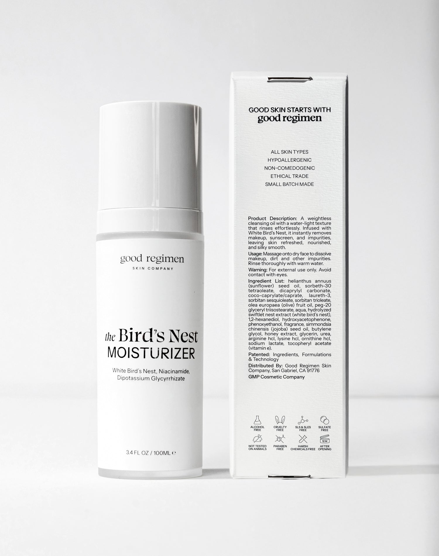 Good Regimen The Bird’s Nest Moisturizer with packaging, a lightweight daily moisturizer formulated with white bird’s nest, niacinamide, and dipotassium glycyrrhizate.